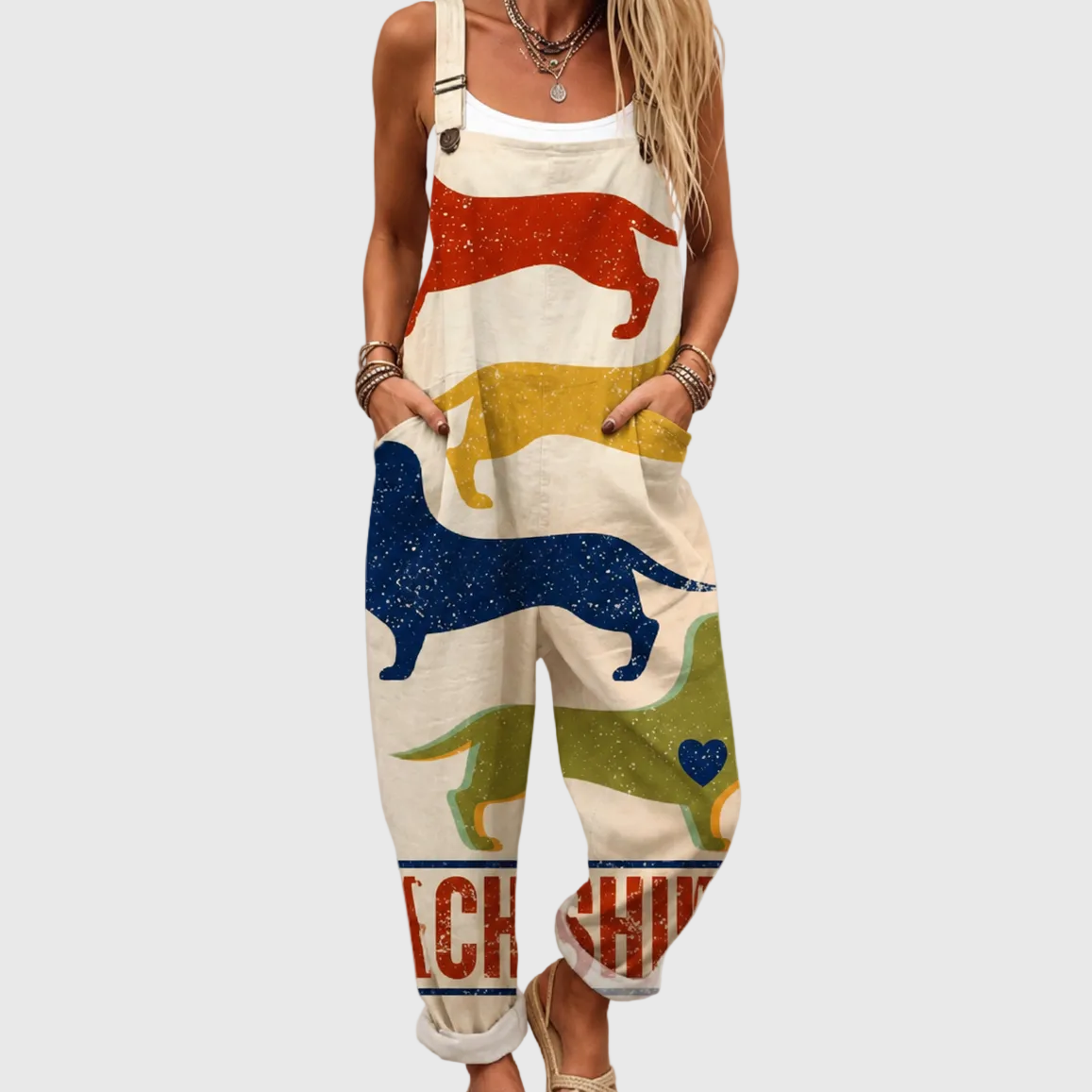 WEICHER JUMPSUIT MIT DACKEL-MUSTER