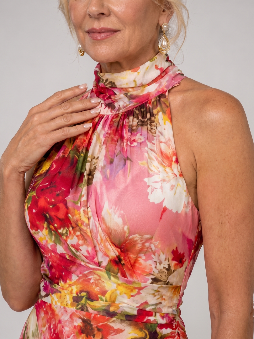 ELISABETTA | MAXIKLEID MIT HALTERNECK UND BLUMENPRINT