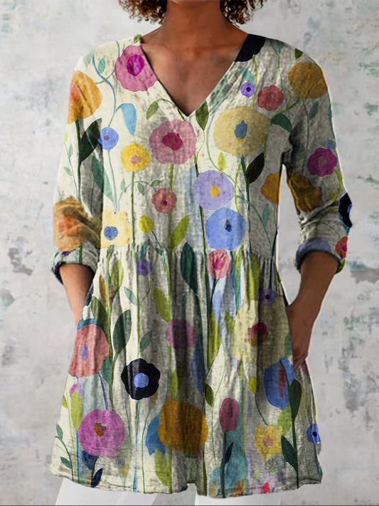 LOUISE | LANGE BLUSE MIT V-AUSSCHNITT