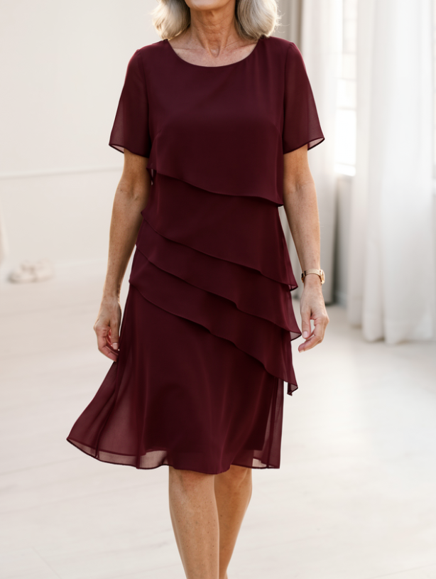 LINDA | ELEGANTES KOMFORT-RÜSCHENKLEID