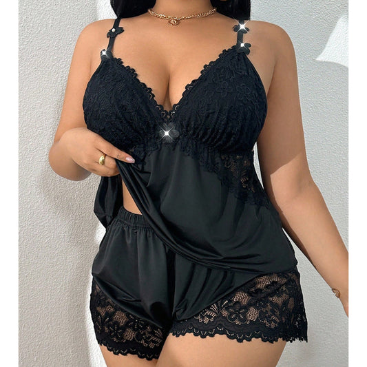 TRUDY | PYJAMA-SET MIT SPITZENBESATZ