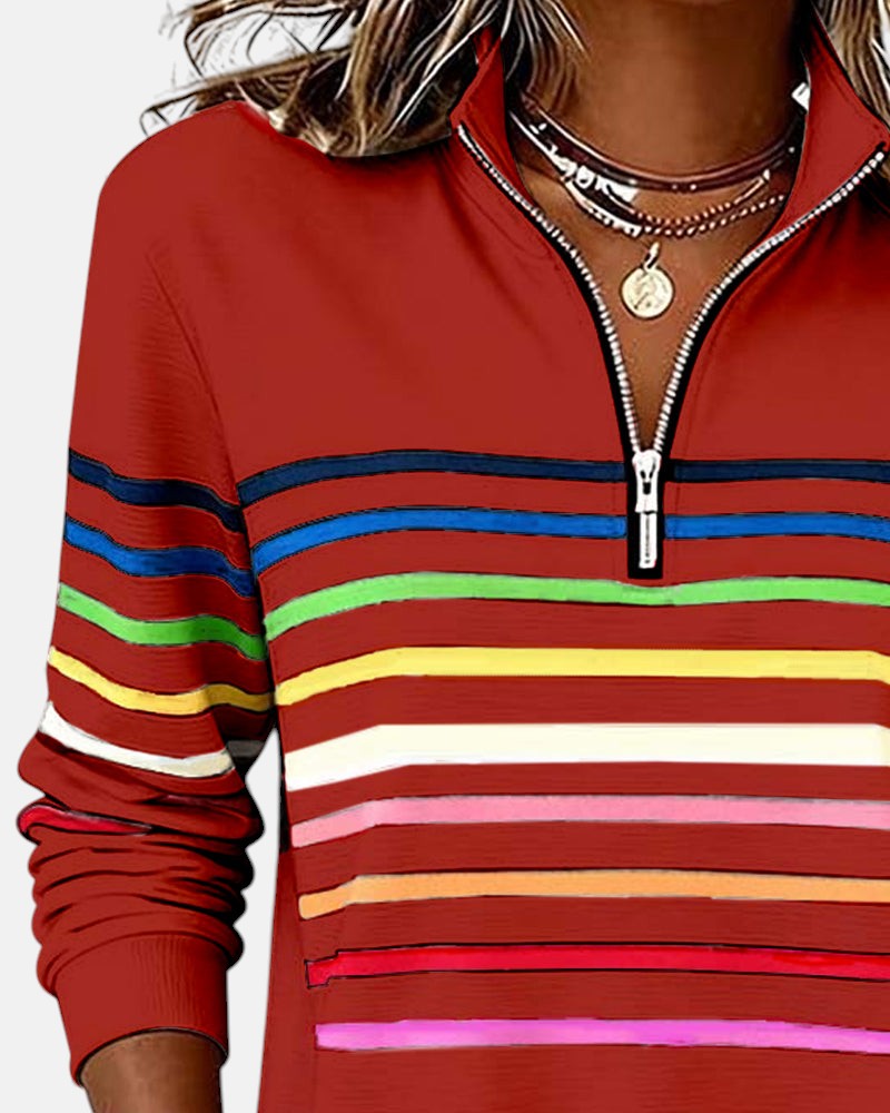 SERENELLE | REGENBOGEN-GESTREIFTES ZIP-SWEATSHIRT