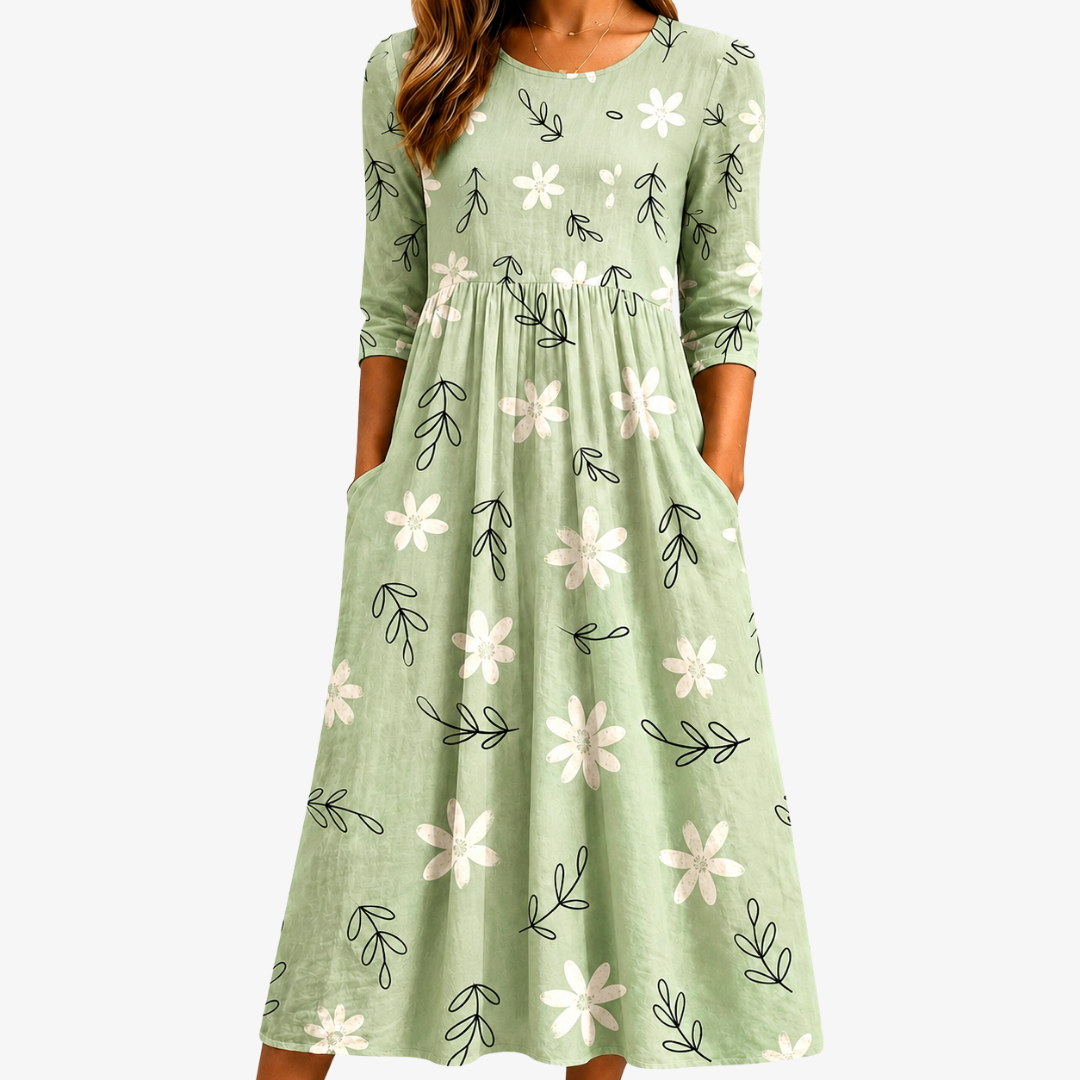 ELIZA | SAGE BLOSSOM ALLTAGS-TASCHEN-MIDIKLEID