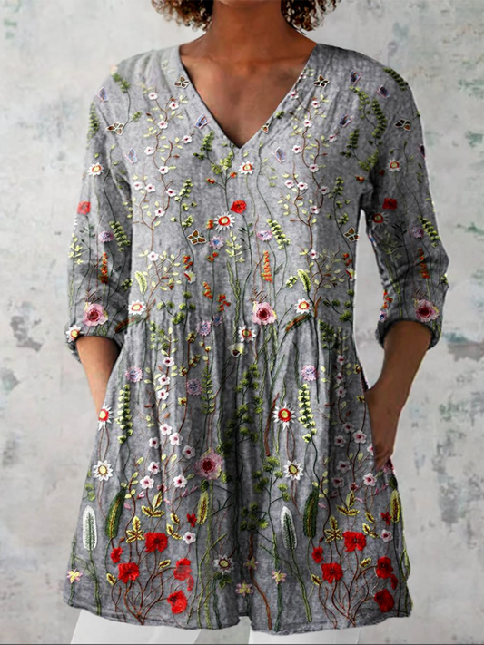 AMELIE | LANGE BLUSE MIT V-AUSSCHNITT