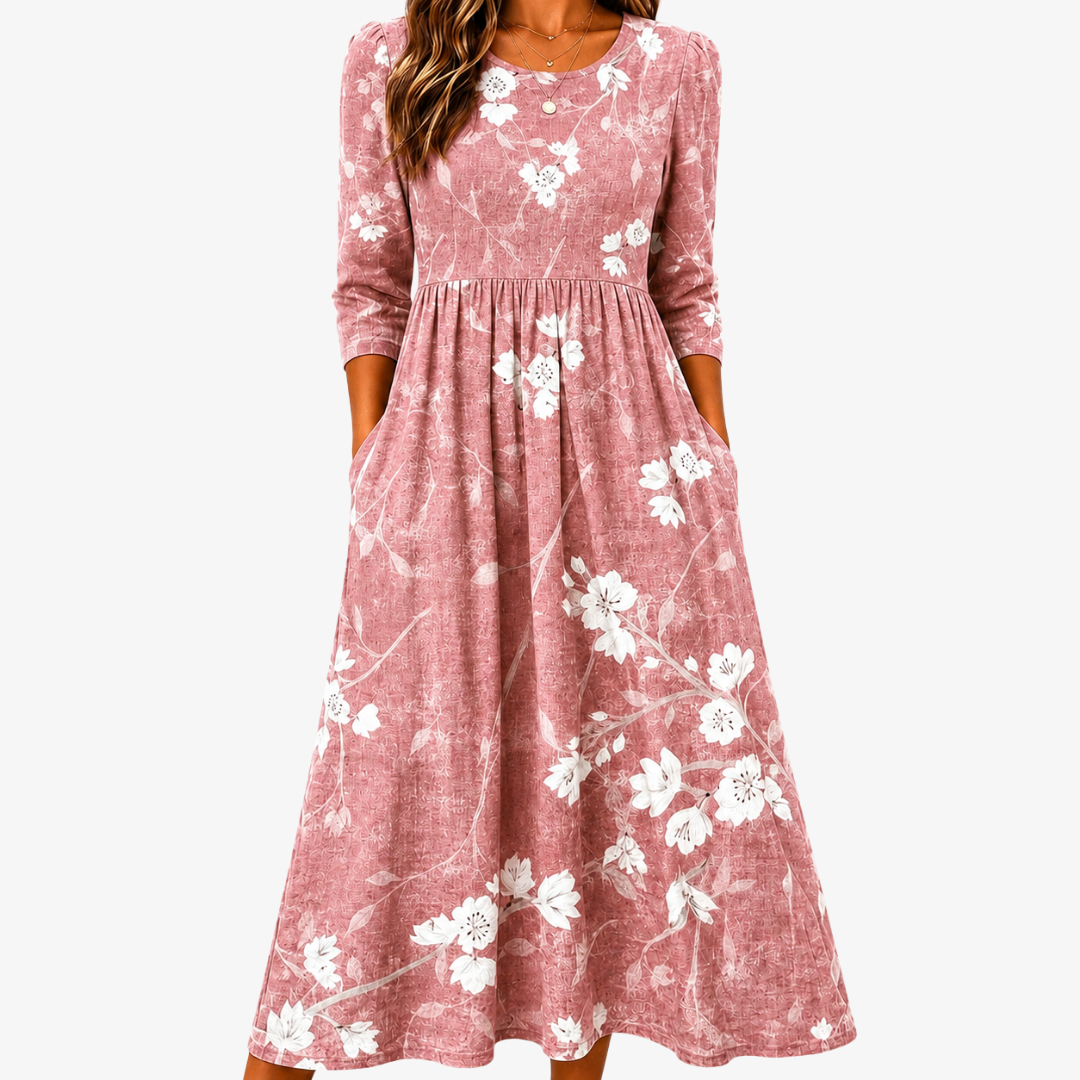 AMARA | BLUSH BLOOM GRACE POCKET-MIDIKLEID