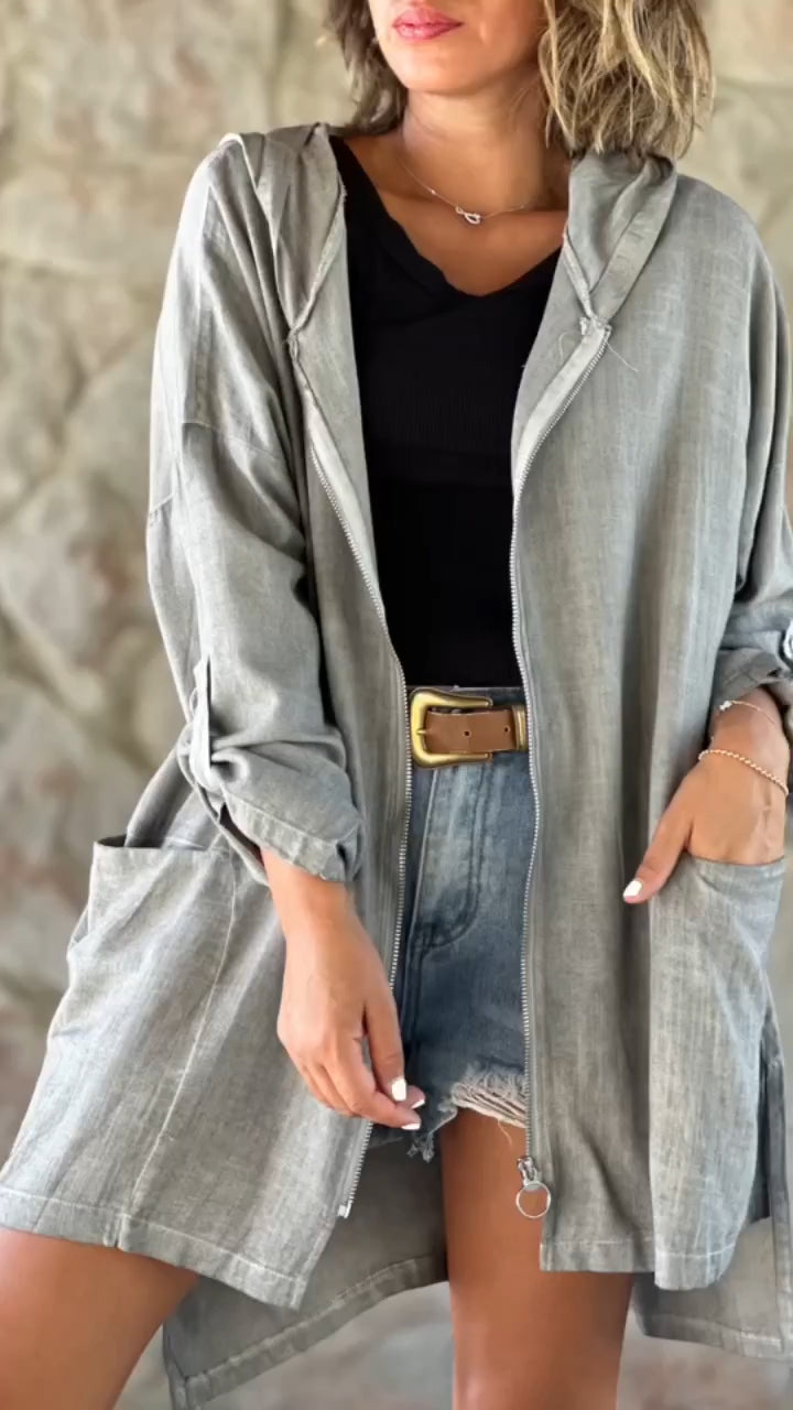 WINIFRED | LEGERE KAPUZENJACKE MIT REISSVERSCHLUSS