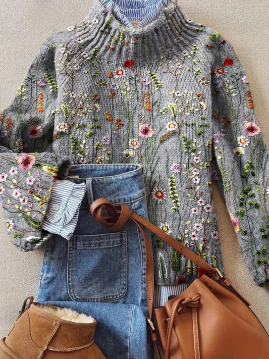 ABIGAIL | KLASSISCHER VINTAGE-BLUMENPULLOVER