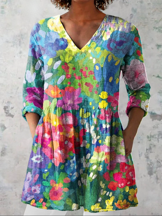 MAELLE | LANGE BLUSE MIT V-AUSSCHNITT