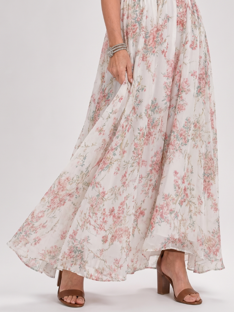 GUINEVERE | MIDI-KLEID MIT FLORALEM PRINT UND FLIESSENDEM ROCK