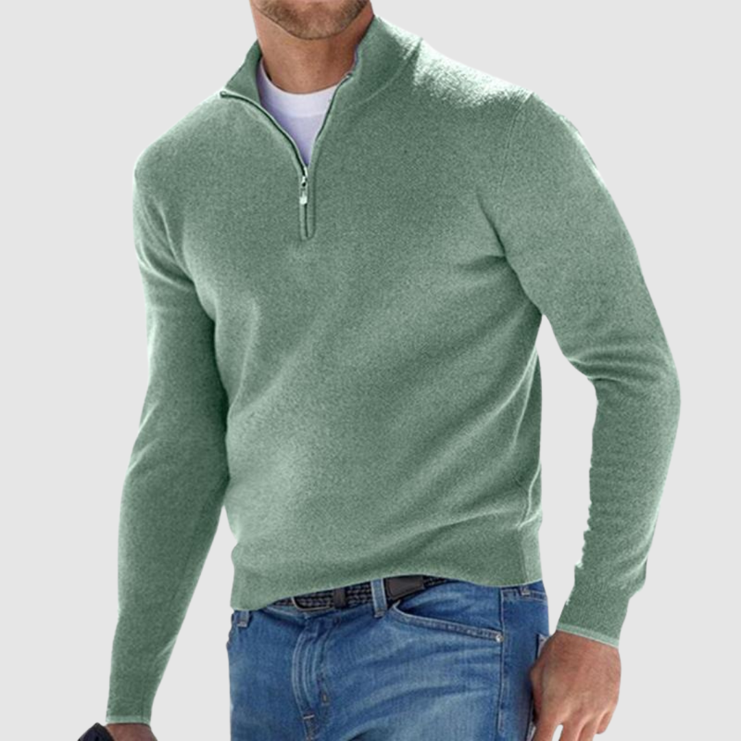 THOMAS | ELEGANDRER HERREN-STRICKPULLOVER MIT REISSVERSCHLUSS