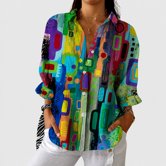 KINSLEY | LEICHTE UND FARBENFROHE BLUSE MIT DRUCK