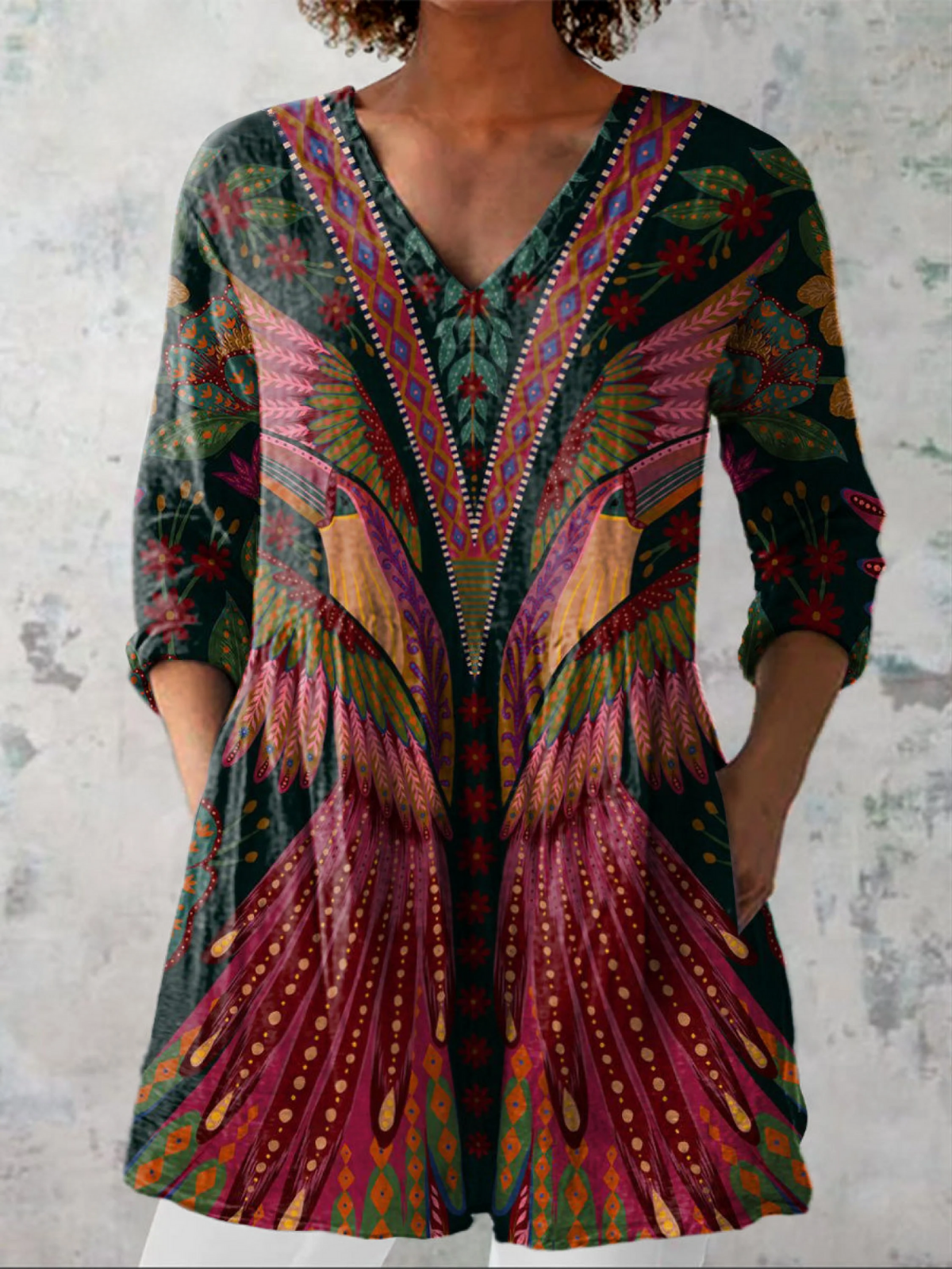 MANON | LANGE BLUSE MIT V-AUSSCHNITT