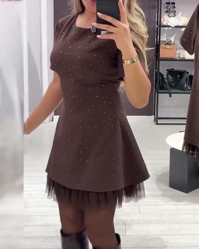 CHRISTEL | MINI-KLEID MIT GLITZERTÜLL-SAUM