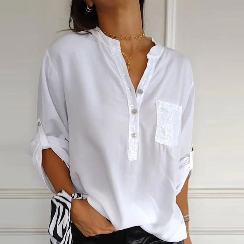 VERITY | BUTTON-UP-HEMD MIT PAILLETTENBESATZ