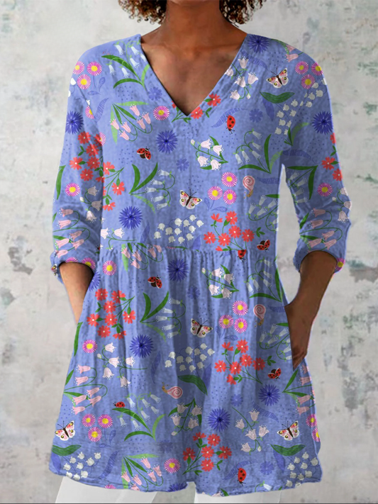ALINE | LANGE BLUSE MIT V-AUSSCHNITT