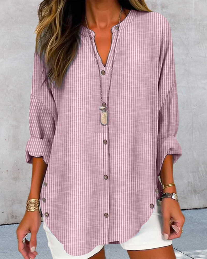 LINDA | BLAU GESTREIFTES V-NECK-TOP