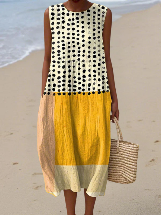LEAH | POLKA FARBBLOCK MIDI-KLEID