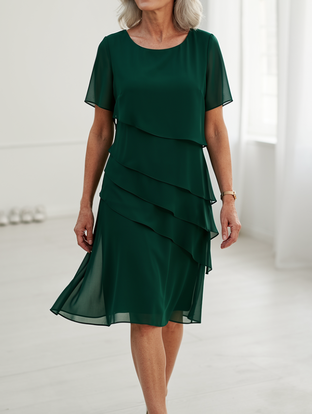 LINDA | ELEGANTES KOMFORT-RÜSCHENKLEID
