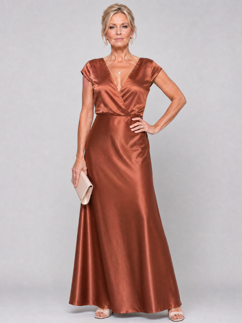 SAMOUSE | MAXIKLEID MIT KAPPUZELÄRMELN UND WICKELOBERTEIL