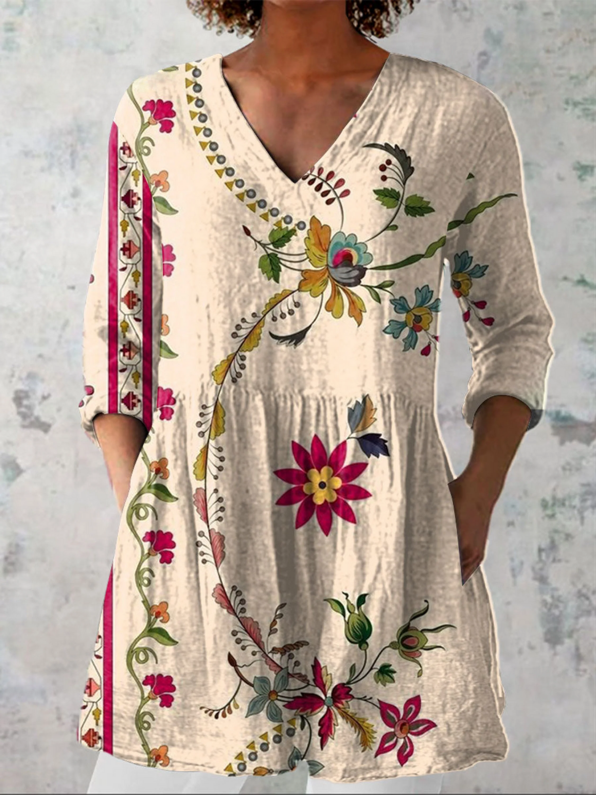 CLARA | LANGE BLUSE MIT V-AUSSCHNITT