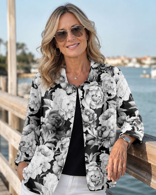LEONTINA | BLUSE MIT PEONIEN-GRAVUR
