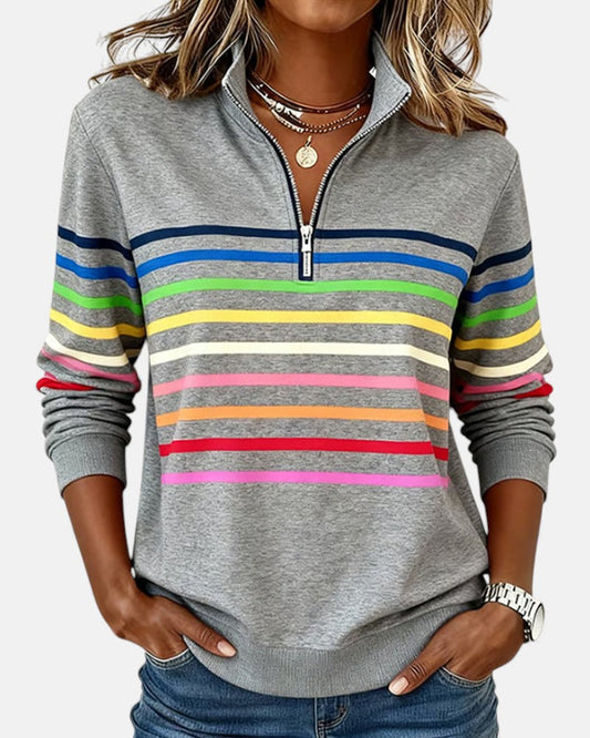 SERENELLE | REGENBOGEN-GESTREIFTES ZIP-SWEATSHIRT