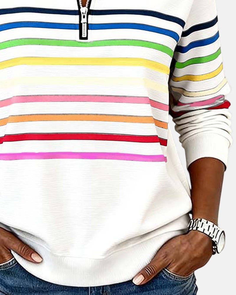 SERENELLE | REGENBOGEN-GESTREIFTES ZIP-SWEATSHIRT