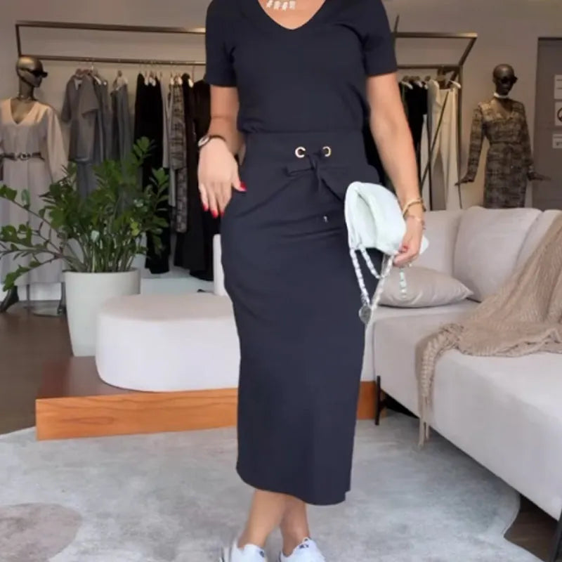 CECILY | V-NECK-OBERTEIL & ROCK-SET
