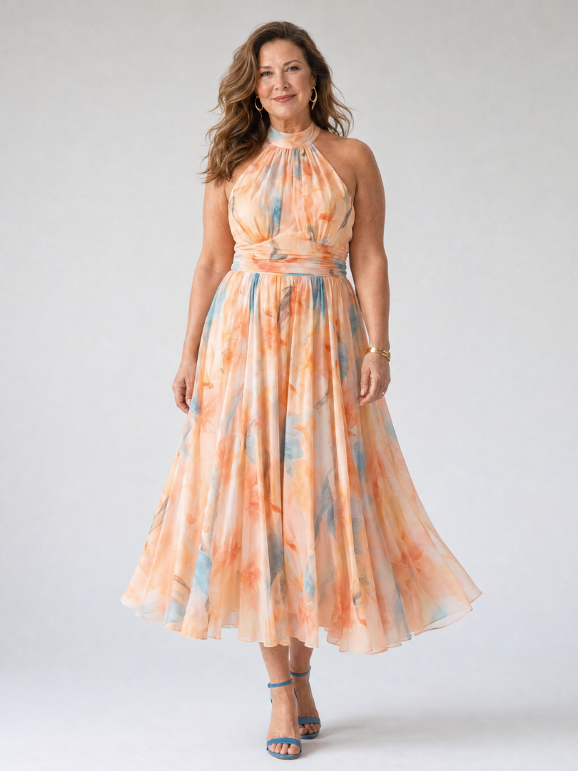 ELIN | MIDI-KLEID MIT HALTERNECK