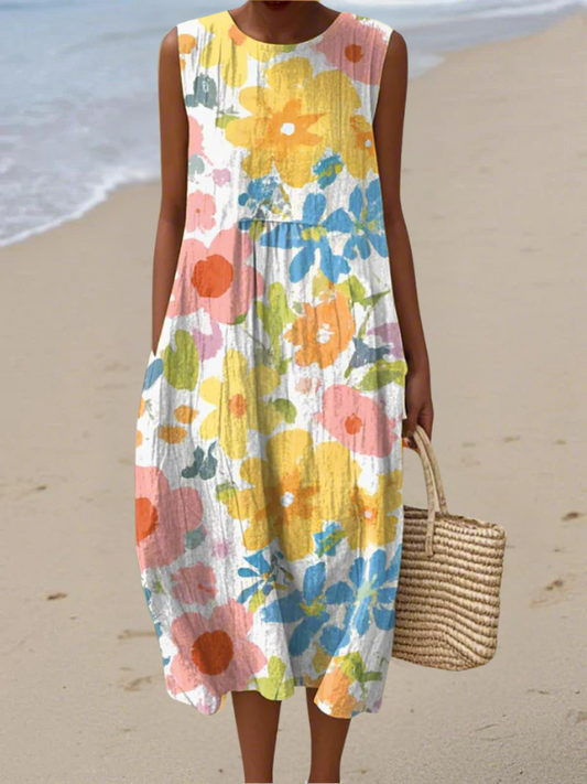 ELLA | FLORALES MIDI-KLEID IN PASTELLFARBEN