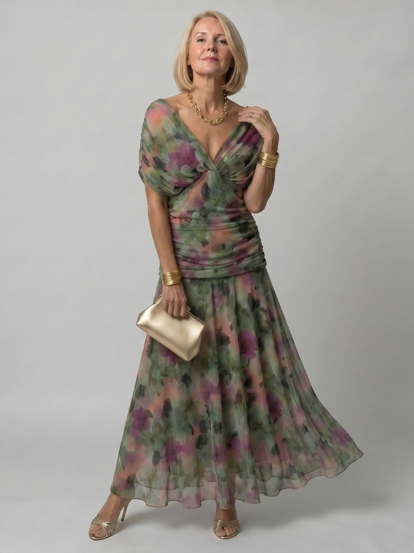 CALEN | SCHULTERFREIES MIDI-KLEID MIT FALLENDEM SCHNITT