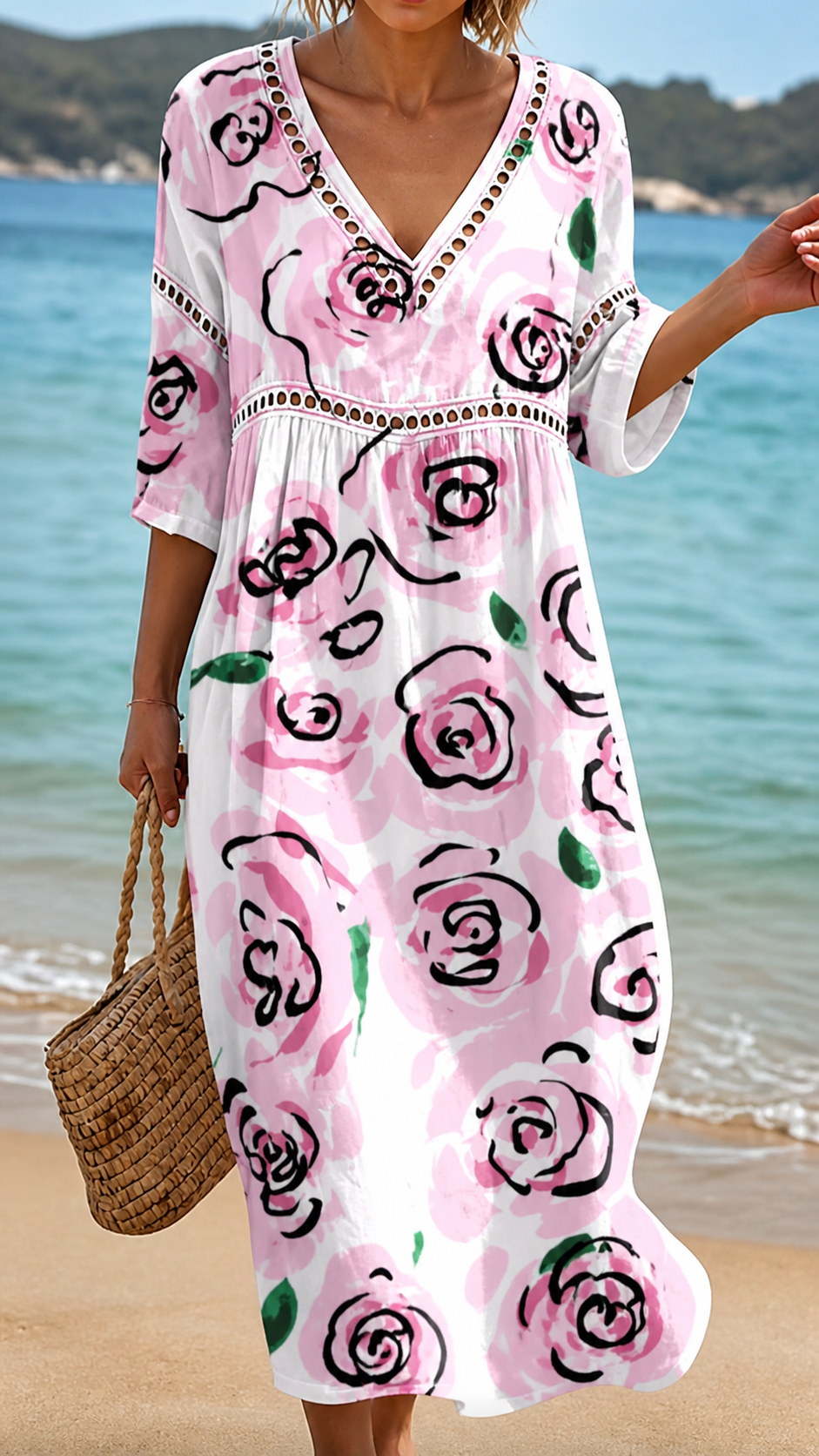 AMBER | STRANDKLEID MIT SOFT-ROSE-PRINT