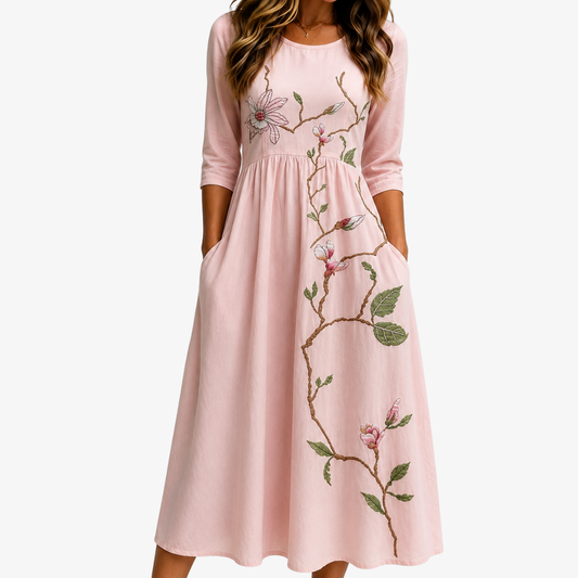 AMARA | BLUSH MAGNOLIA GARDEN MIDI-KLEID