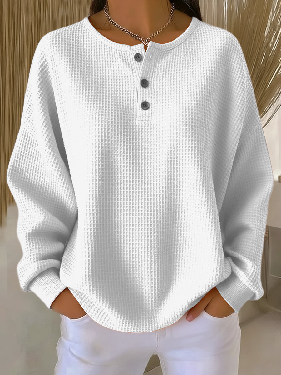 MIRABEL | GEMÜTLICHES WAFFEL-HENLEY-SWEATSHIRT