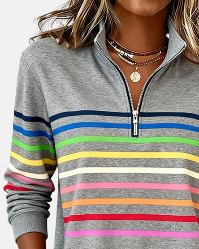 SERENELLE | REGENBOGEN-GESTREIFTES ZIP-SWEATSHIRT
