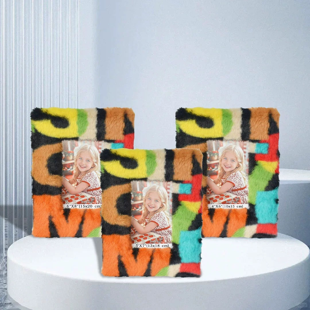 ZENVORA | ABSTRAKTES MEHRFARBIGES KUNSTFELL-FOTORAHMEN-SET