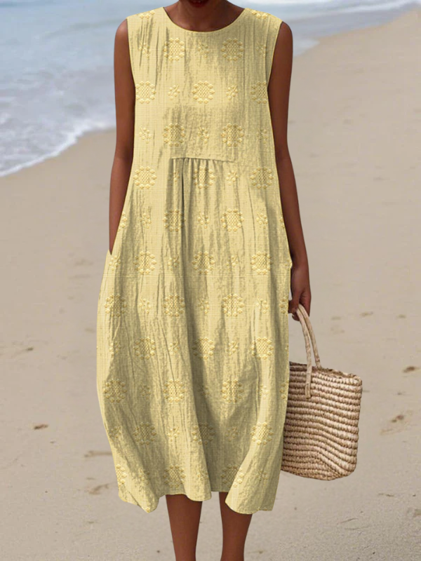 ROSE | BESTICKTES MIDI-KLEID