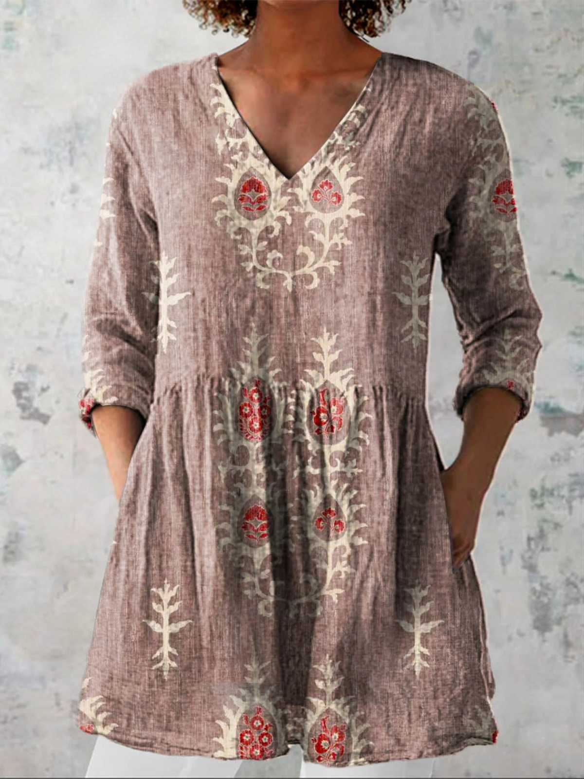 ELISE | LANGE BLUSE MIT V-AUSSCHNITT