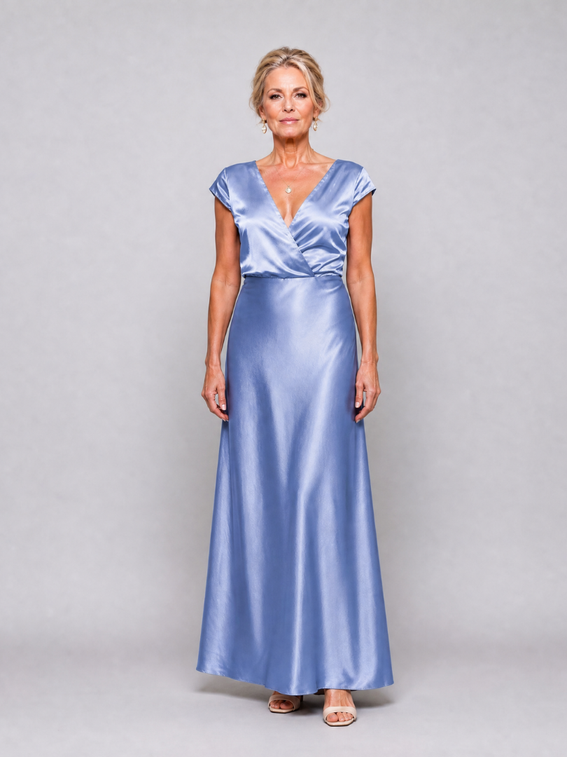 SAMOUSE | MAXIKLEID MIT KAPPUZELÄRMELN UND WICKELOBERTEIL