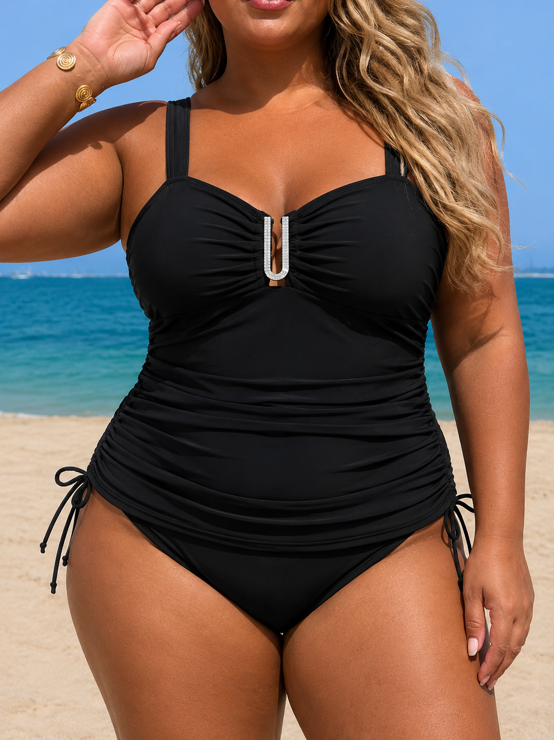 MADELINE | PLUS SIZE MIDNIGHT RIVIERA TANKINI-SET
