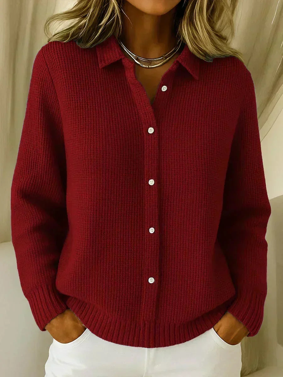CAMILLE | STRUKTURIERTE STRICKJACKE MIT KNÖPFEN