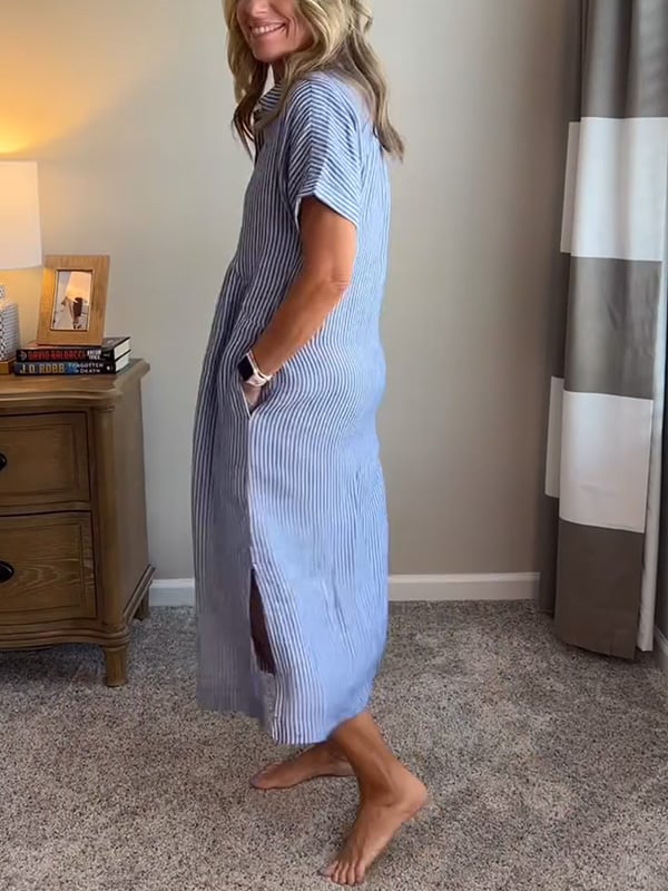 MONA | ELEGANTES GESTREIFTES KLEID