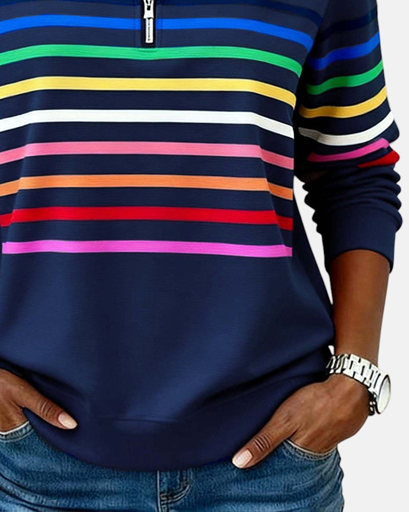 SERENELLE | REGENBOGEN-GESTREIFTES ZIP-SWEATSHIRT
