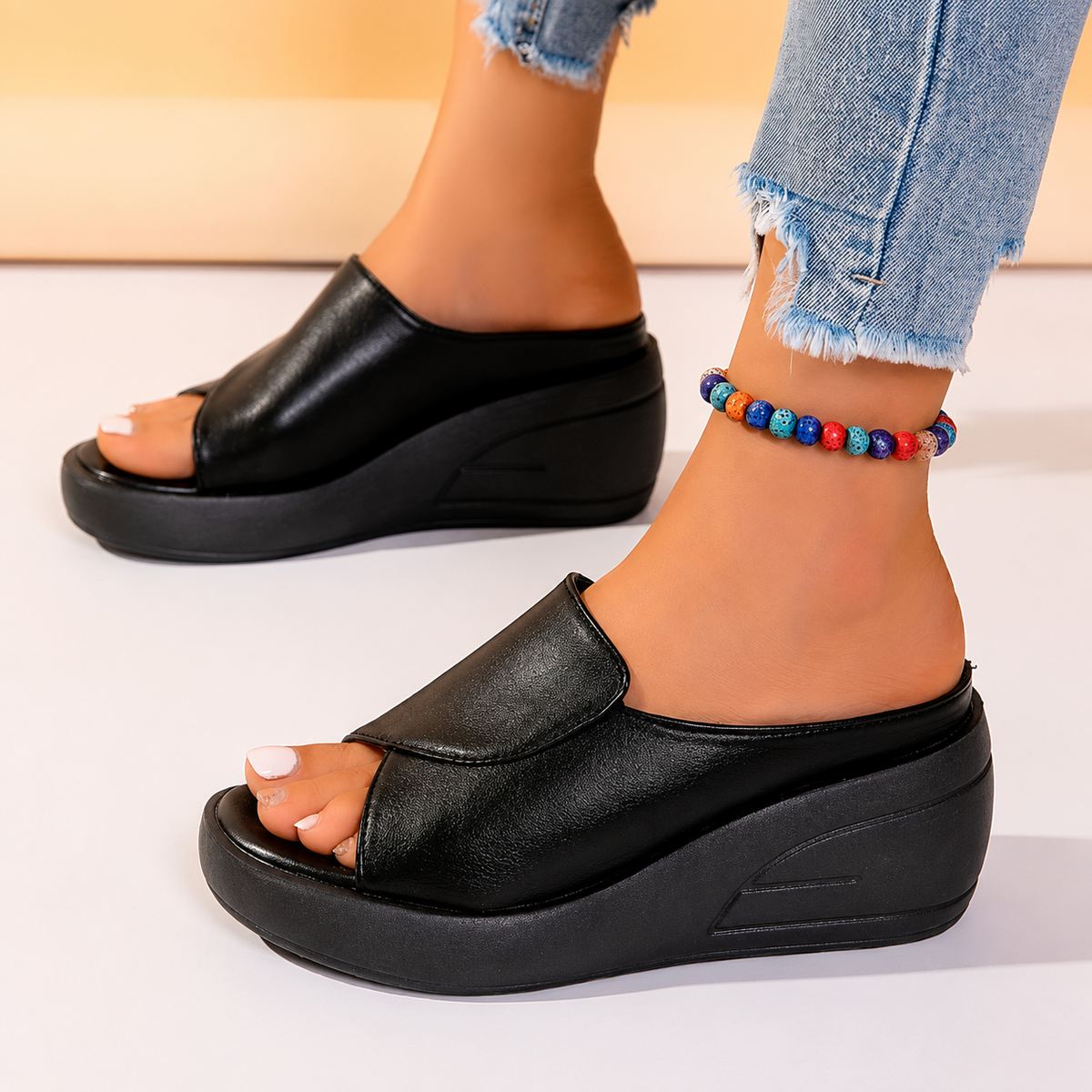 ROSAMUNDE | ORTHOPÄDISCHE SLIP-ON-KEILSANDALEN