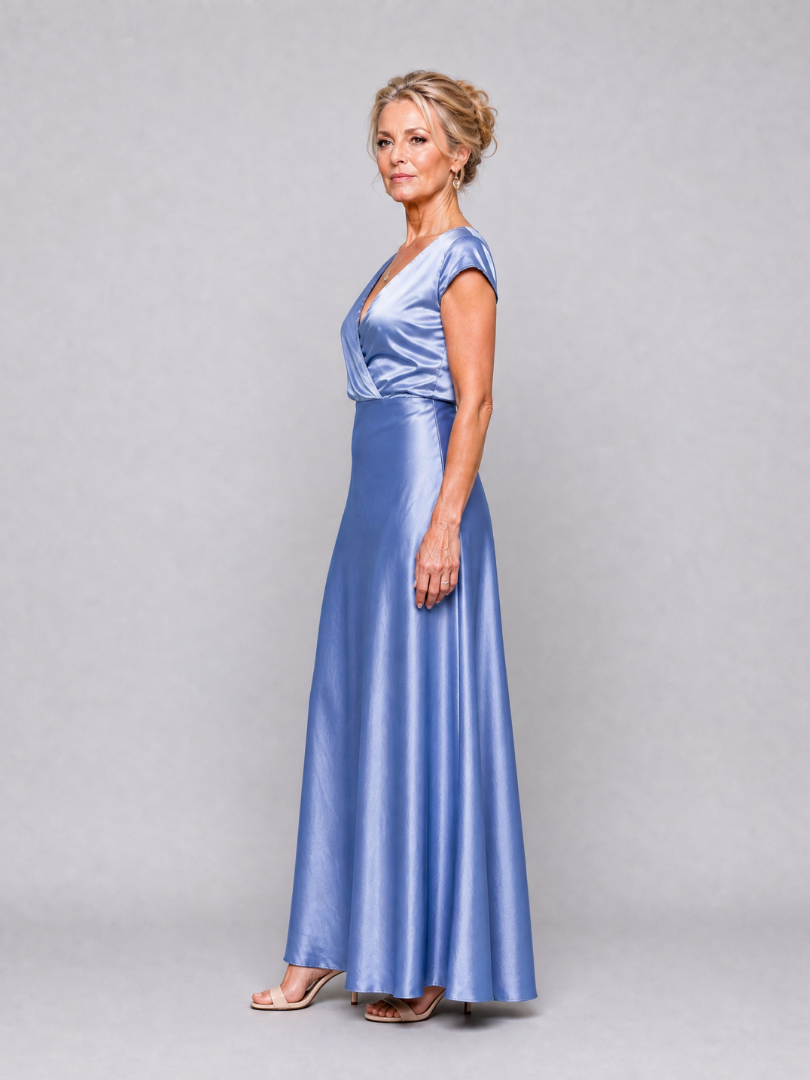 SAMOUSE | MAXIKLEID MIT KAPPUZELÄRMELN UND WICKELOBERTEIL