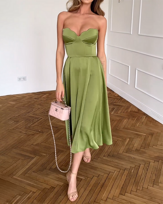 CAROLINE | ELEGANTES TRÄGERLOSES MIDI-KLEID