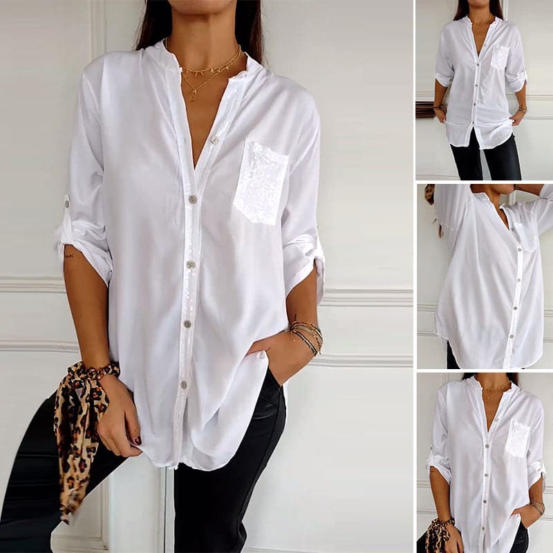 VERITY | BUTTON-UP-HEMD MIT PAILLETTENBESATZ