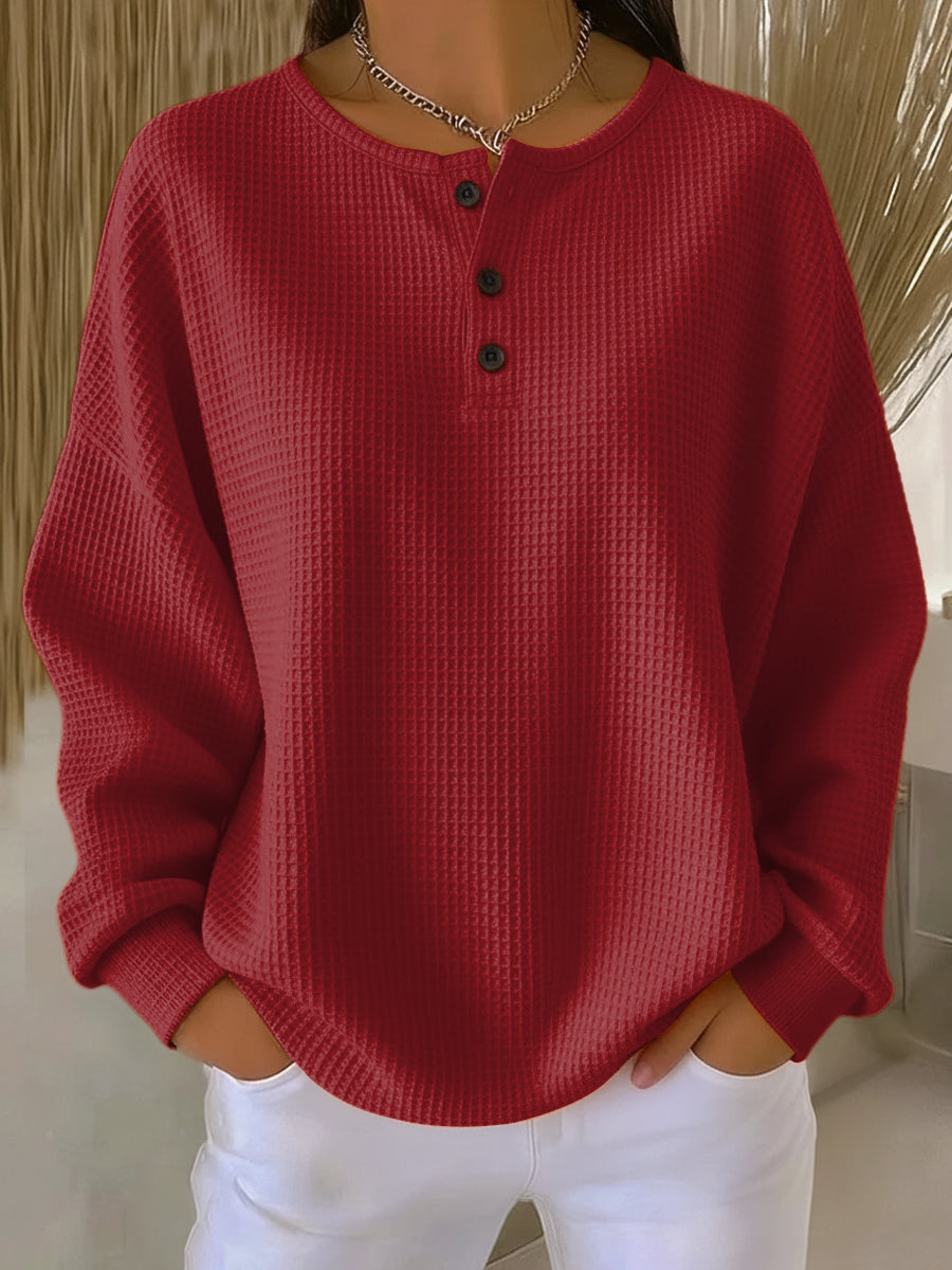 MIRABEL | GEMÜTLICHES WAFFEL-HENLEY-SWEATSHIRT