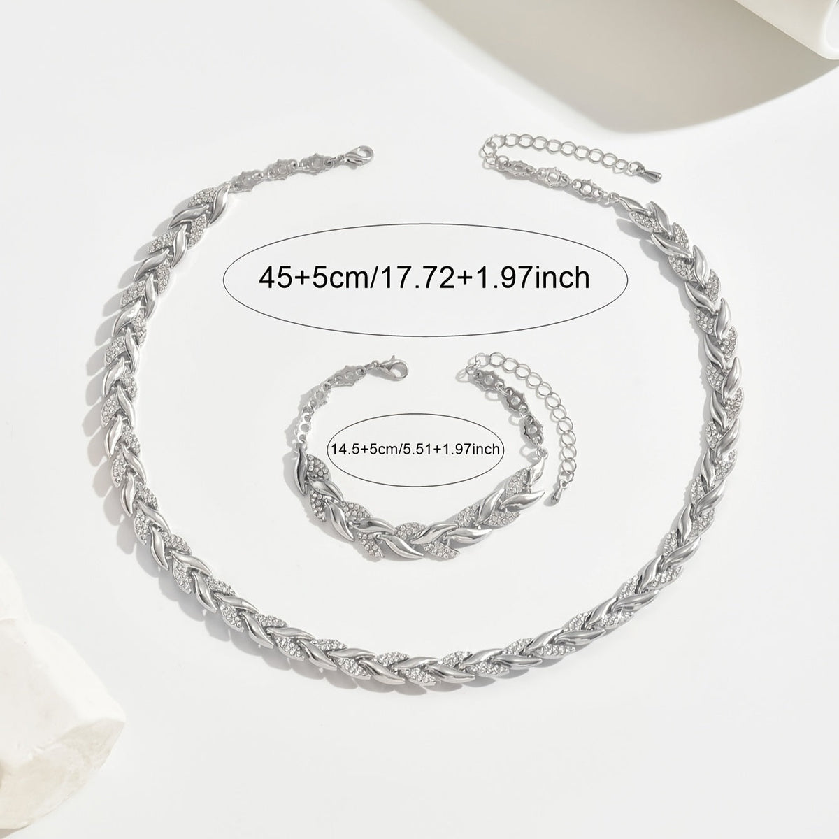 SERENA | CRYSTAL LEAF KETTEN- & ARMBAND-SET