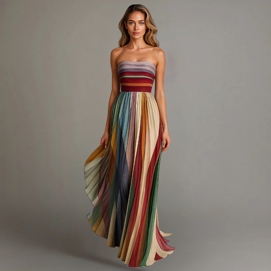 ISABELLA | TRÄGERLOSES PLISSEE-MAXIKLEID